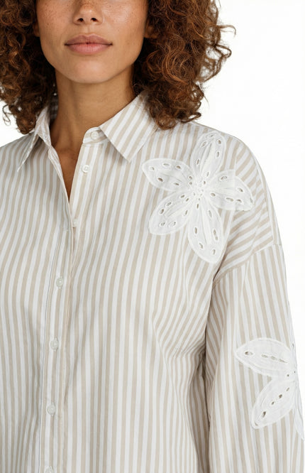 G-maxx Blouse Lumi Offwhite Nude Oat Stretchshop.nl