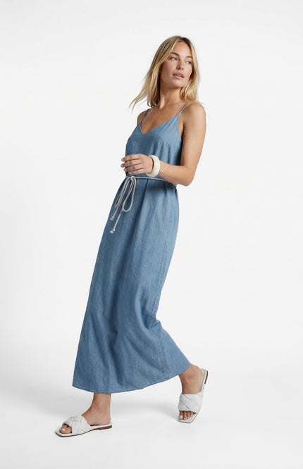 G-maxx Jurk Marita Denim Mid Blue Stretchshop.nl