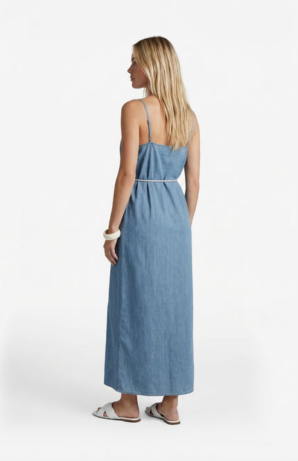 G-maxx Jurk Marita Denim Mid Blue Stretchshop.nl