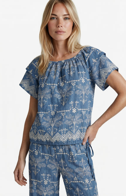 G-maxx Top Fallon Denim Mid Blue Stretchshop.nl