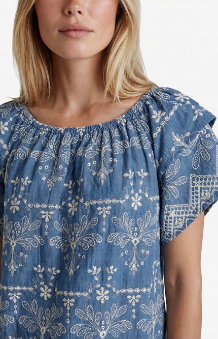 G-maxx Top Fallon Denim Mid Blue Stretchshop.nl