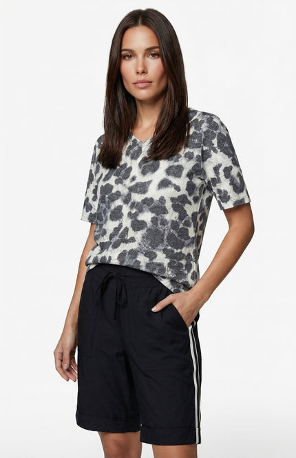 G-maxx Top Elvi Knitting Sand Black Stretchshop.nl