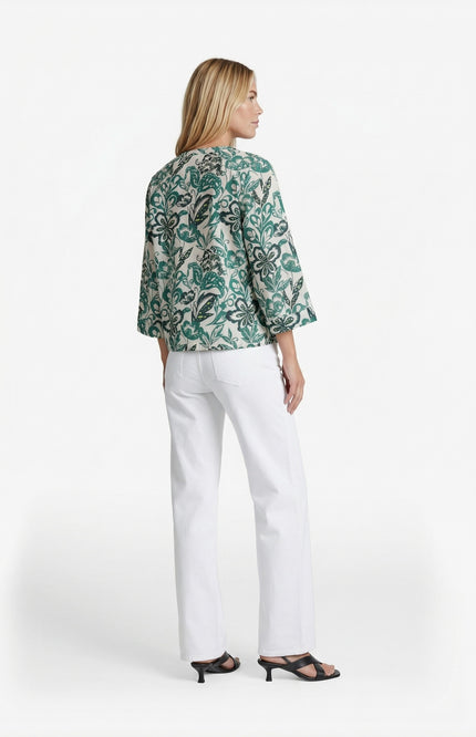 G-maxx Top Wilhelmine Sand Vintage Green Stretchshop.nl