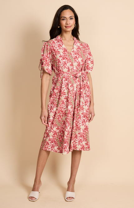 G-maxx Jurk Evania Sand Pretty Pink Stretchshop.nl