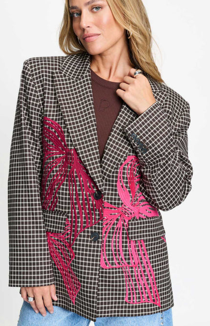 Blazer Laurie Bow Check Brown SP9726