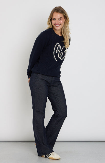 Broek Bibette Herringbone Dark Blue SRB5172 L33