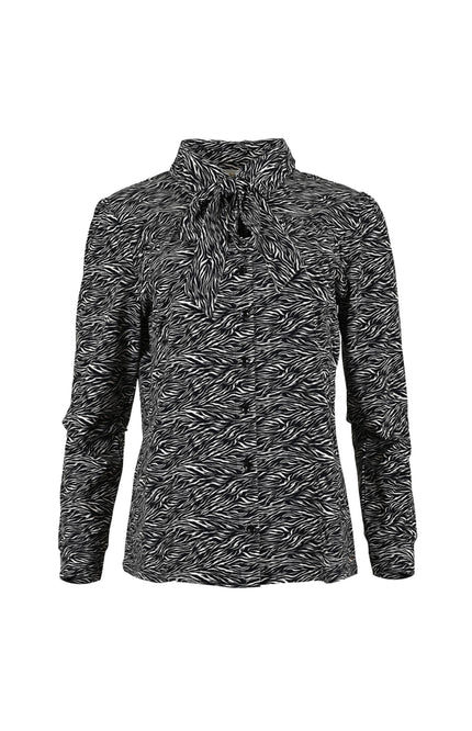 Travel Blouse Raia Scratch Black Offwhite