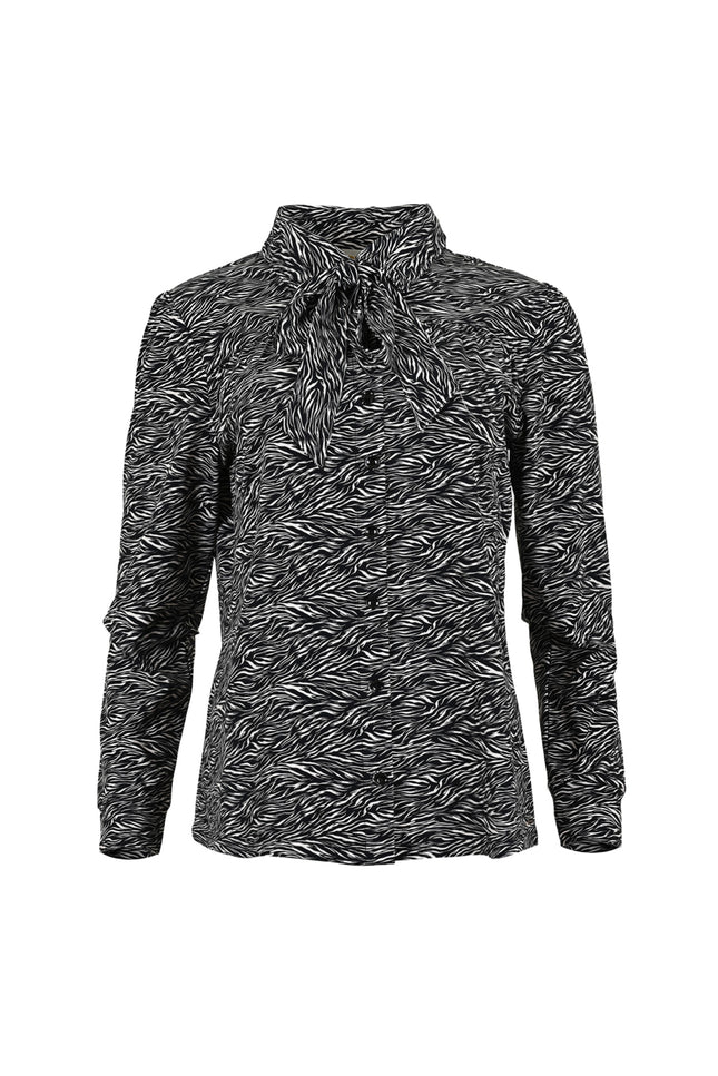 Travel Blouse Raia Scratch Black Offwhite