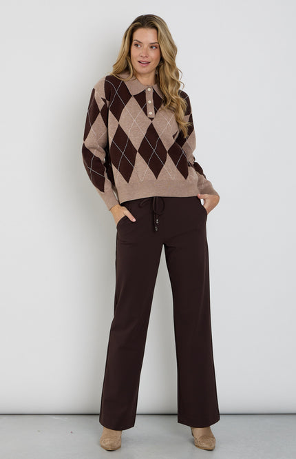 Bonded Travel Broek Flared Espresso 202631