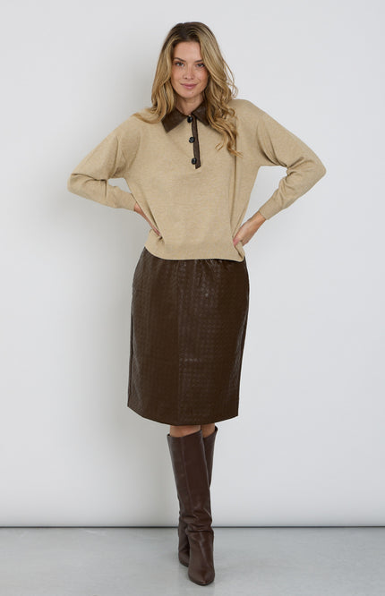 Rok Vegan Leather Woven Texture Chestnut 202921