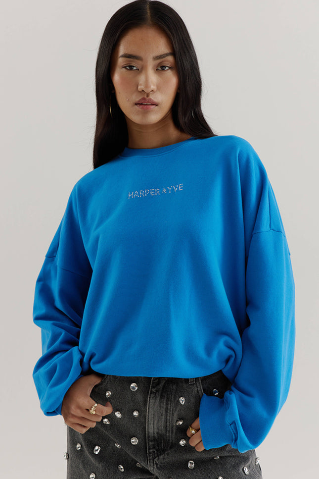 Sweater Rhinestone Vintage Blue AW25Y511