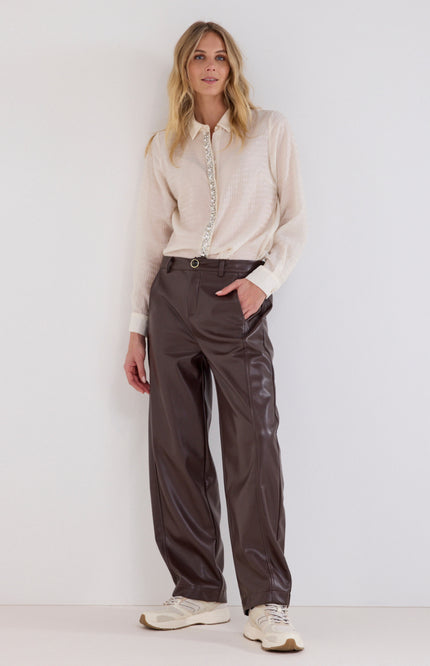 Broek Barrel Fit Pu Chocolate C07-21-102