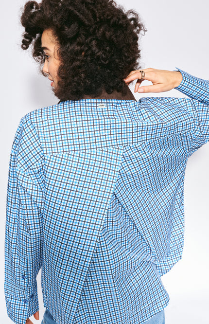 Blouse Beau Check Sapphire Blue SP9709