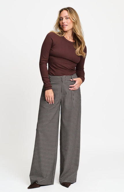 Broek Charlie Check Brown SP9759