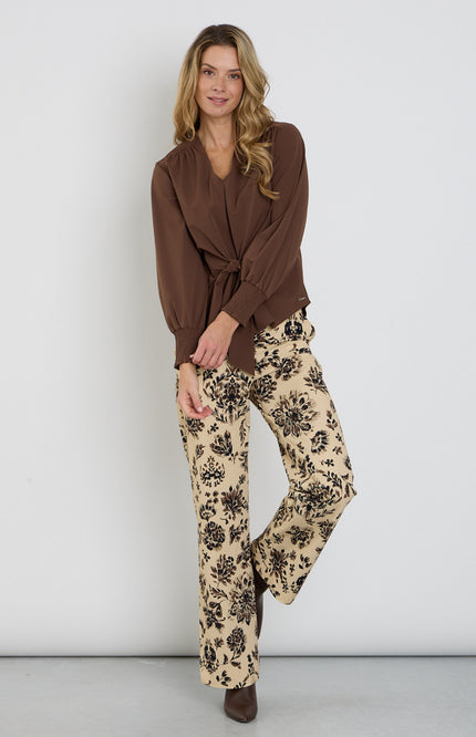 Heavy Travel Broek Flowers Print Ornamental Sand 202624