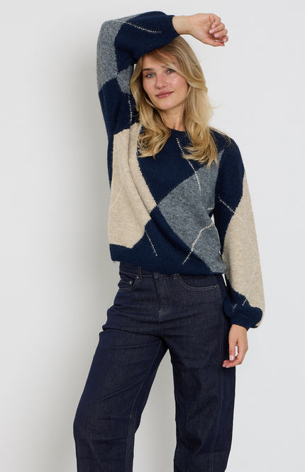 Sweater Argyle Indigo SRB5067