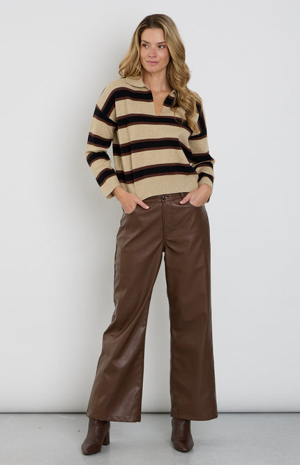 Broek Milano Vegan Leather Chestnut 202882