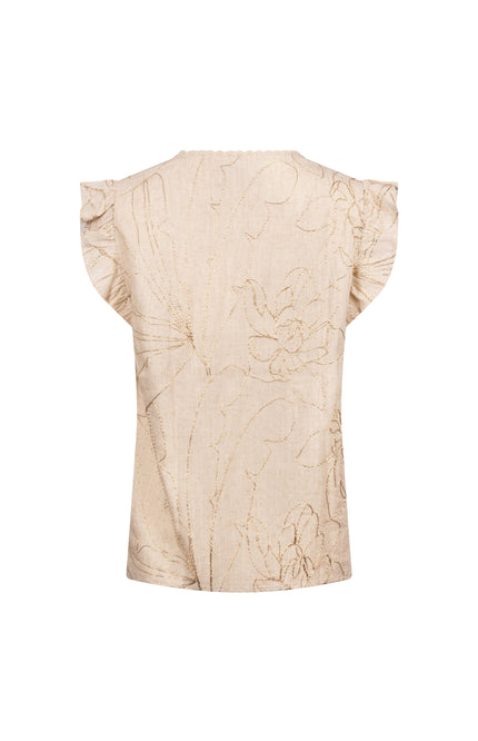 Nukus Top Lori Embroidery Sand NKS01118 Stretchshop.nl