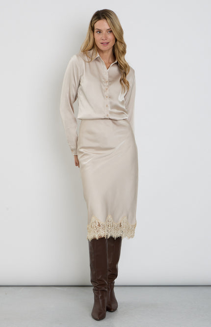 Rok Satin Lace Sand 202908