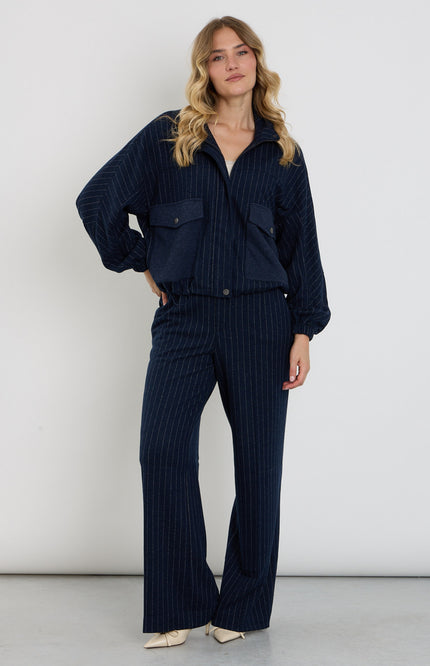 Broek Met Krijtstreep Dark Blue D401L