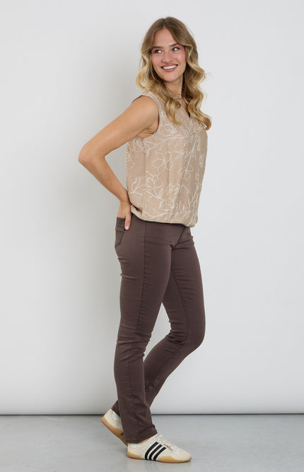 Broek 5 Pocket Donkerbruin 927049