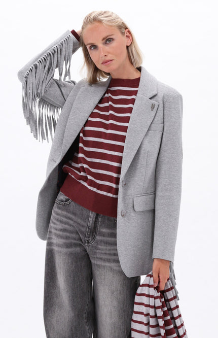 Blazer Met Franjes Grey Melange D509L