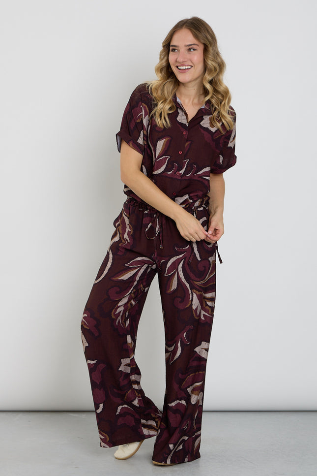 Broek Palazzo Blad Print Port 503642
