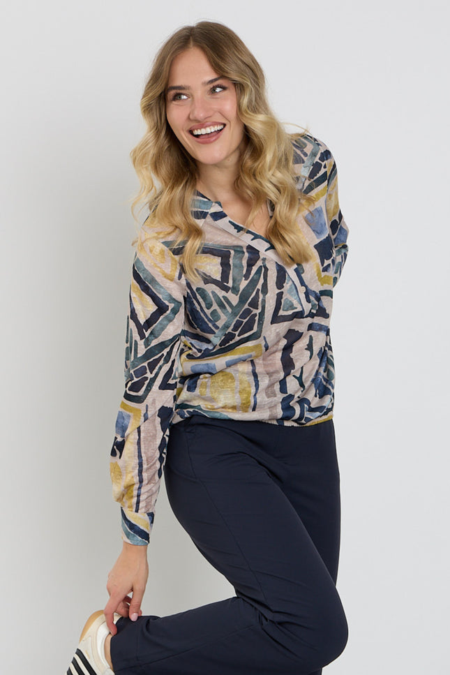 Blouse Polo Grafische Print Zand 472647