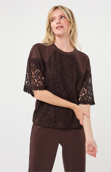 Sweater Modal Lace Cacao F26.05503