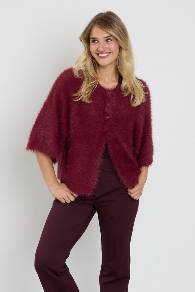 Vest Fuzzy Poncho Dark Berry SRB5034