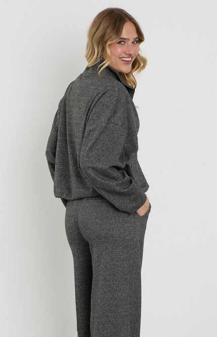 Jacket Met Zakken & Speckle Motief Dark Grey Melange D415L