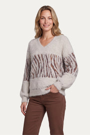 G-maxx Isabeau Knit Sand top met ronde hals en lange mouwen, comfortabel en stijlvol voor dagelijks gebruik