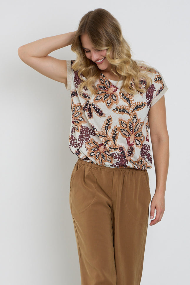 Blouse Bloemenprint Lurex Tape Port 156584