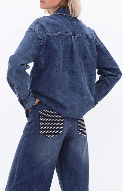 Jeans Met Strass Blue Denim D702L