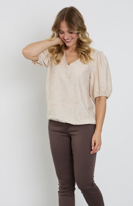 Blouse Bloemborduur Zand 127612