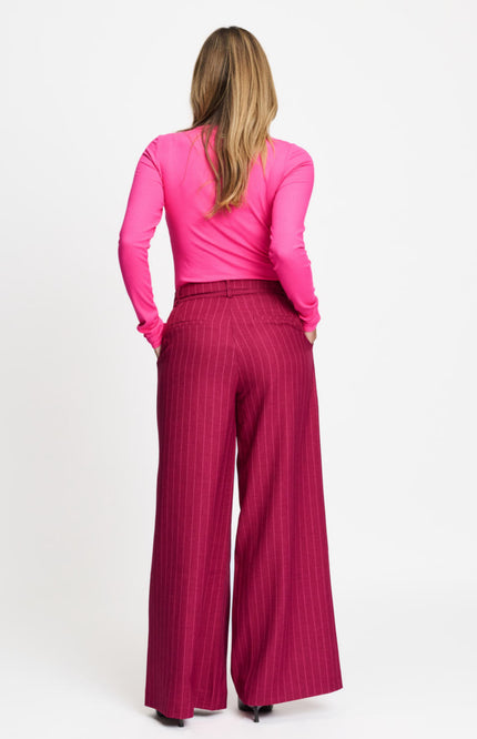 Broek Jess Striped Burgundy Red SP9756