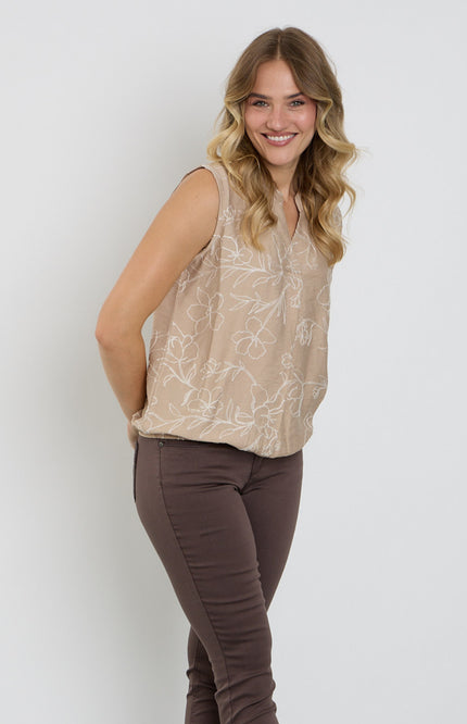 Blouse Bloemenborduur Zand 127626