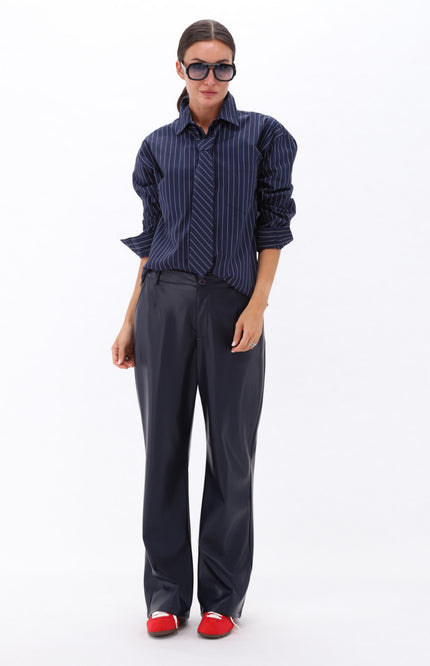 Blouse Met Stropdas Navy D791L