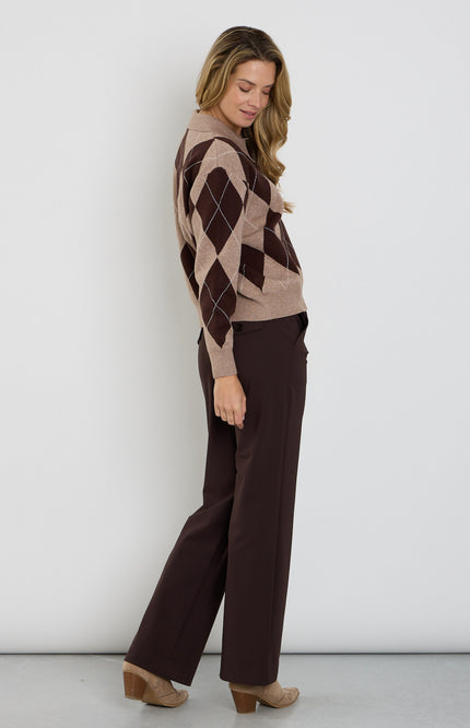 Bonded Travel Broek Flared Espresso 202631