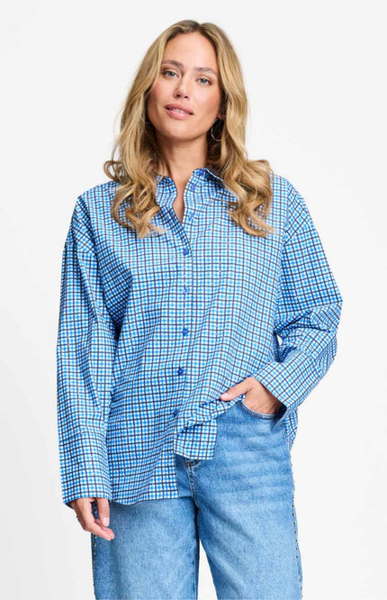 Blouse Beau Check Sapphire Blue SP9709