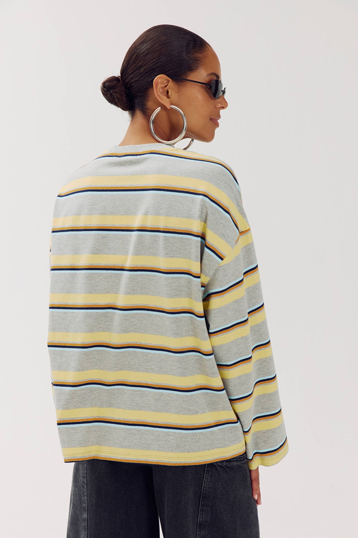 Grijze longsleeve van Harper & Yve met strepen, model Tommy Grey Melee Stripe, casual en comfortabel voor dagelijks gebruik