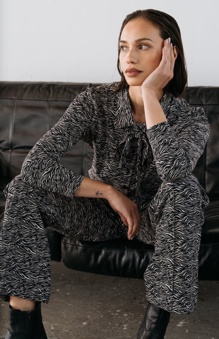 Travel Blouse Raia Scratch Black Offwhite