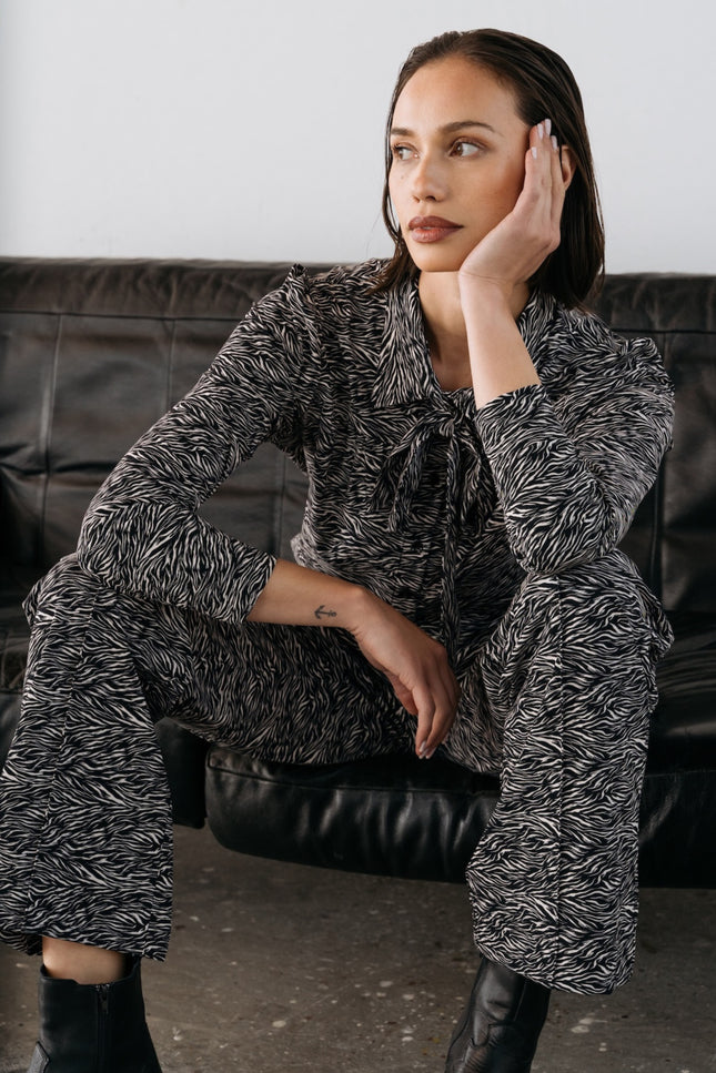 Travel Blouse Raia Scratch Black Offwhite