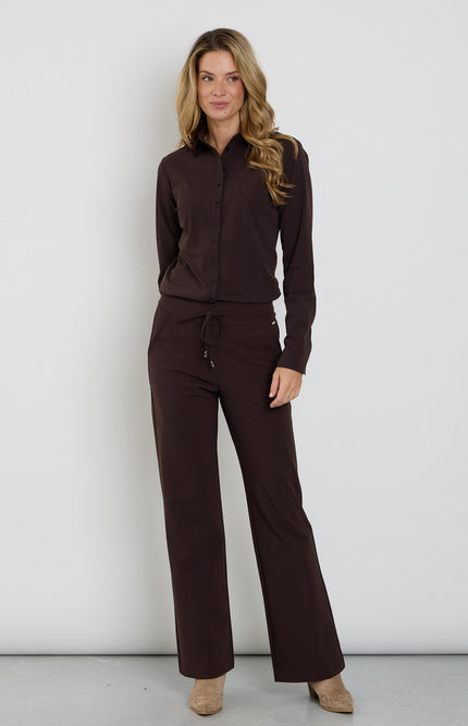 Bonded Travel Broek Flared Espresso 202631