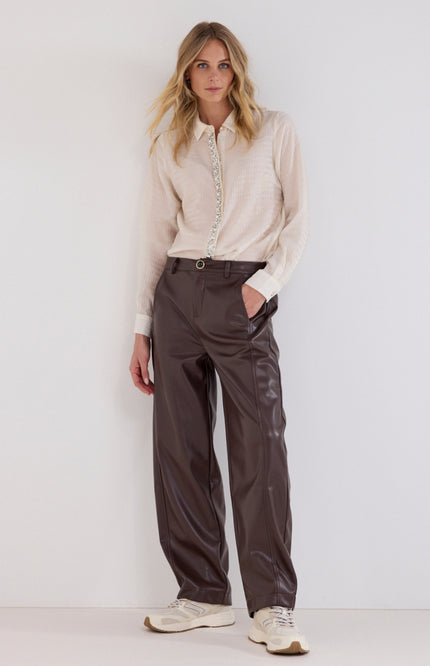 Broek Barrel Fit Pu Chocolate C07-21-102