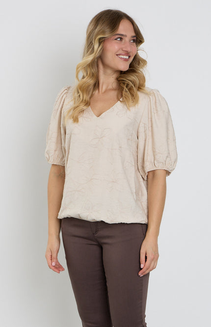 Blouse Bloemborduur Zand 127612