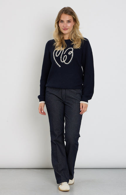 Broek Bibette Herringbone Dark Blue SRB5172 L33