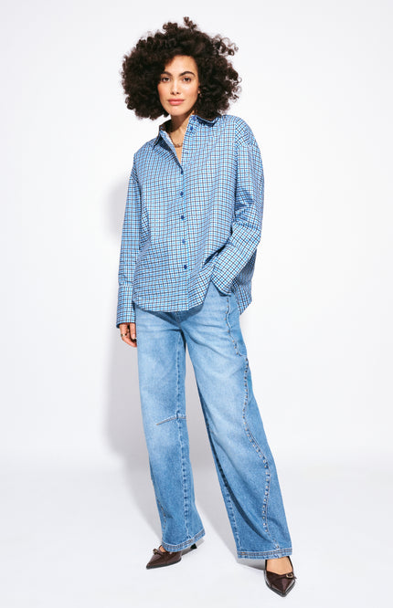 Blouse Beau Check Sapphire Blue SP9709