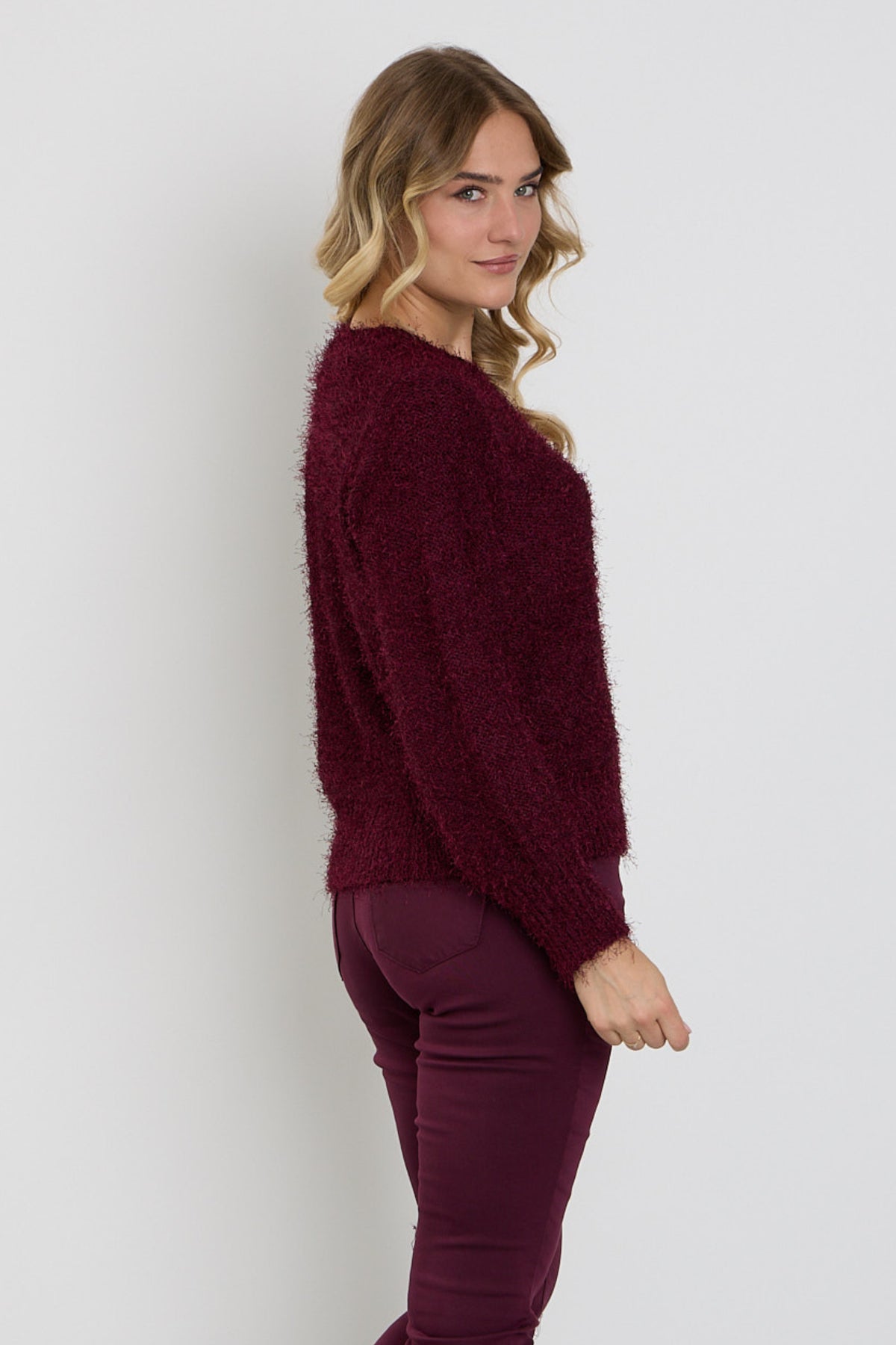 Lichte, roze fluffy V-hals vest van Enjoy met zachte textuur en comfortabele pasvorm, perfect voor casual dragen.