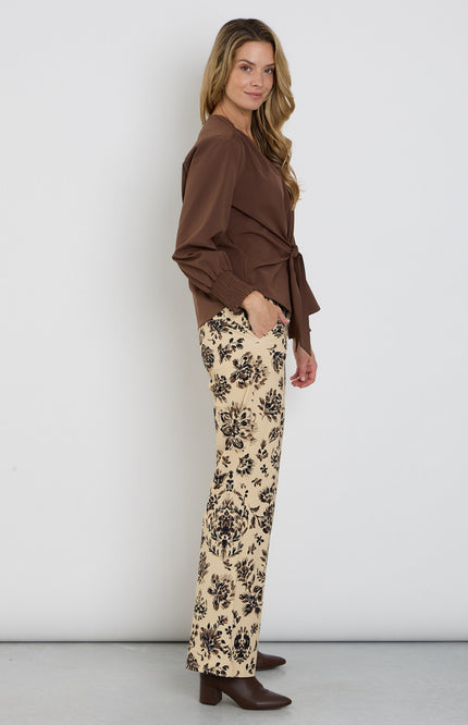 Heavy Travel Broek Flowers Print Ornamental Sand 202624